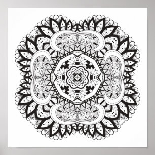 Poster Beau griffonnage 2 de carré de Deco