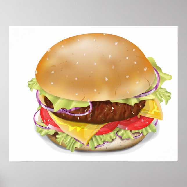 Poster Beau hamburger ou cheeseburger. (Devant)