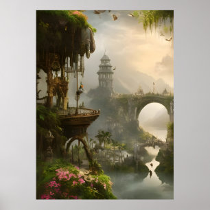 Poster Beau Imaginaire de la rivière Bridge