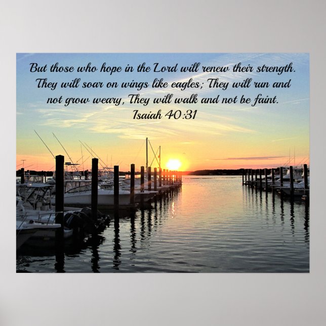 POSTER BEAU ISAIAH 40:31 COUCHÉ DE SOLEIL SUR LE LAC (Devant)