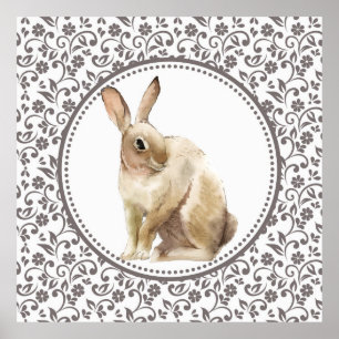 Poster Beau lapin de Pâques ornemental