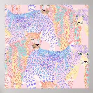 Poster Beau léopard Motif sans mer illustration Ar