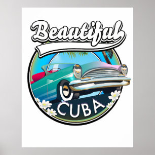 Poster Beau logo Cuba rétro.