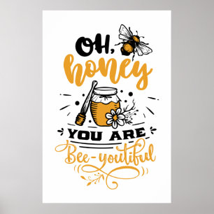 Poster beau miel abeille mot art