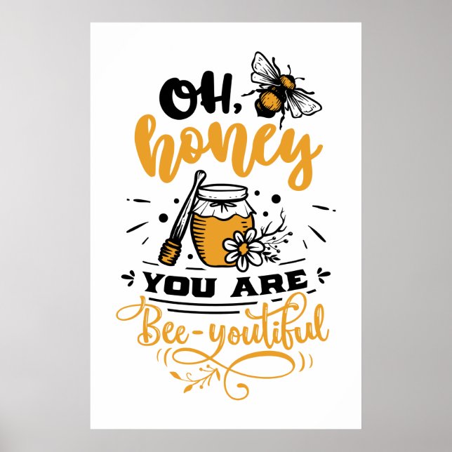 Poster beau miel abeille mot art (Devant)