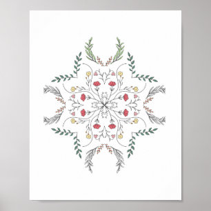 Poster Beau motif floral, mandala