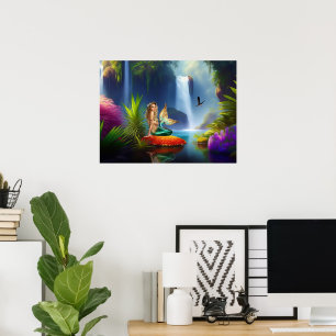 Poster Beau Mur de chute d'eau de sirène
