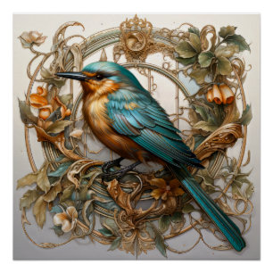 Poster Beau Oiseau Art Nouveau