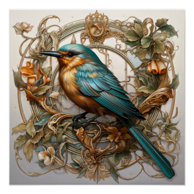 Poster Beau Oiseau Art Nouveau (Devant)