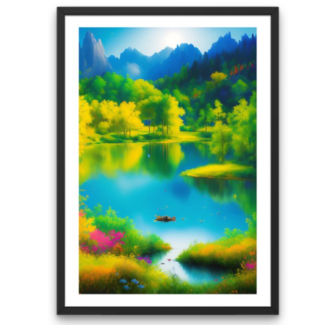 Poster beau paysage avec l'affiche de la rivière (Créateur téléchargé)