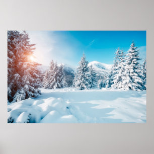 Poster Beau paysage de nature hivernale, montagne extraor