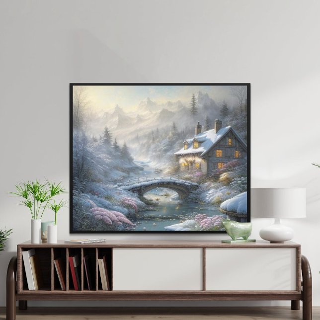 Poster Beau paysage moderne d'hiver de neige (Créateur téléchargé)