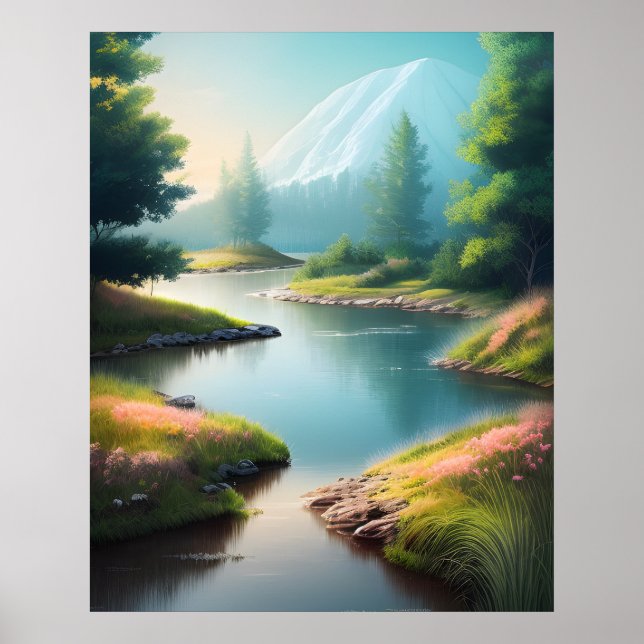 Poster Beau paysage naturel réaliste (Devant)