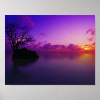 Poster beau paysage violet