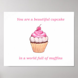 Poster Beau petit gâteau dans un monde complètement de