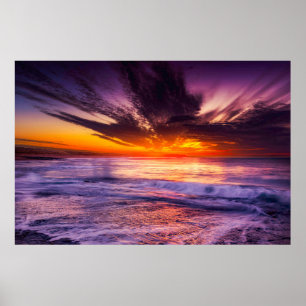 Poster Beau Purple Orange Ciel et Océan