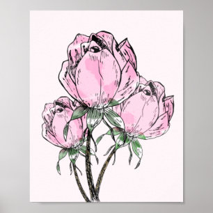 Poster Beau Rose de main rose