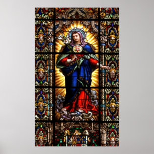Poster Beau Sacré Coeur Religieux de Vierge Marie