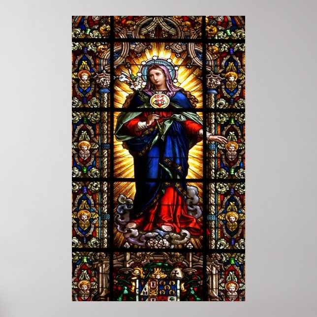 Poster Beau Sacré Coeur Religieux de Vierge Marie (Devant)