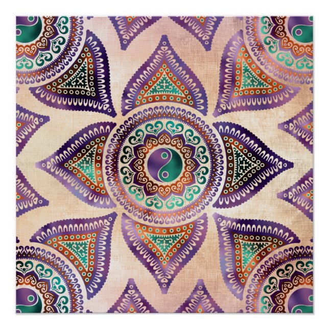 Poster Beau symbole translucide Yin yang pastel (Devant)