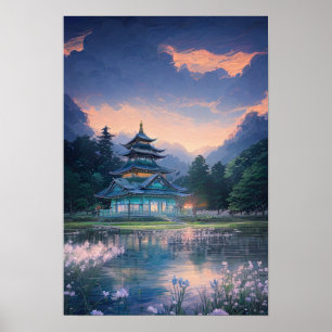 Poster Beau Temple Azure
