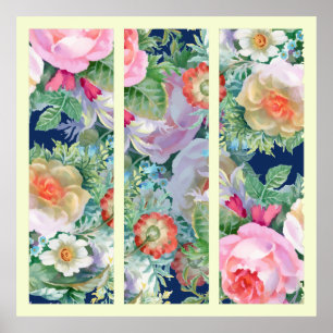 Poster Beau Triptyque Floral Coloré