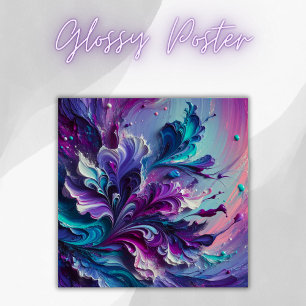 Poster Beau Turquoise et rose Motif Abstrait  