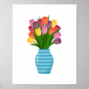 Poster Beau Vase Fleur Colorée