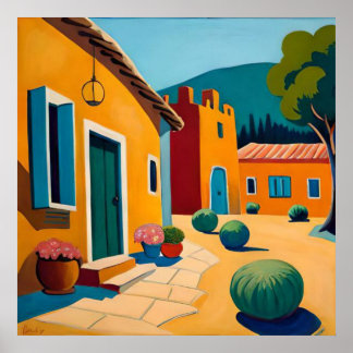 Poster Beau village mexicain dans les montagnes