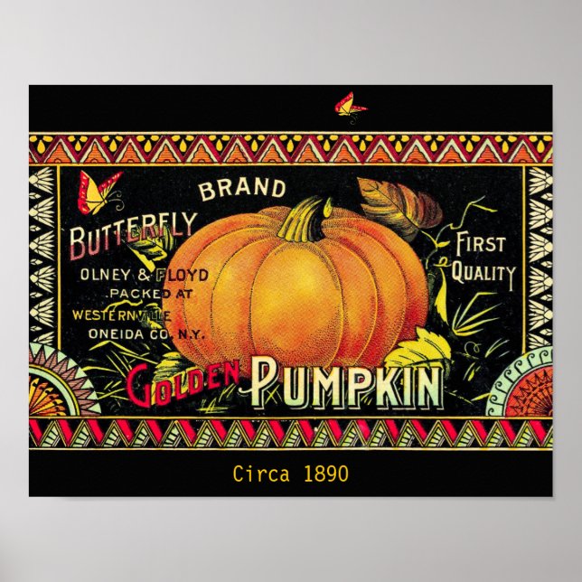 Poster Beau Vintage 1890 Papillon Citrouille Annonce (Devant)