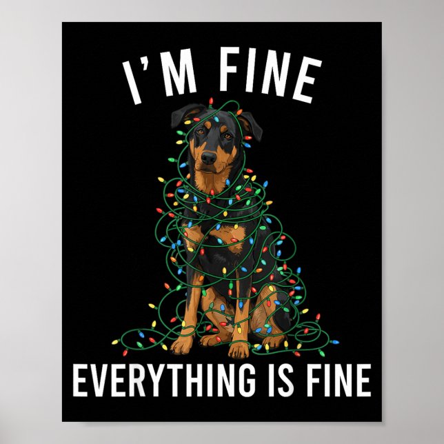 Poster Beauceron Christmas I'm Fine Everything Is Fine  (Devant)