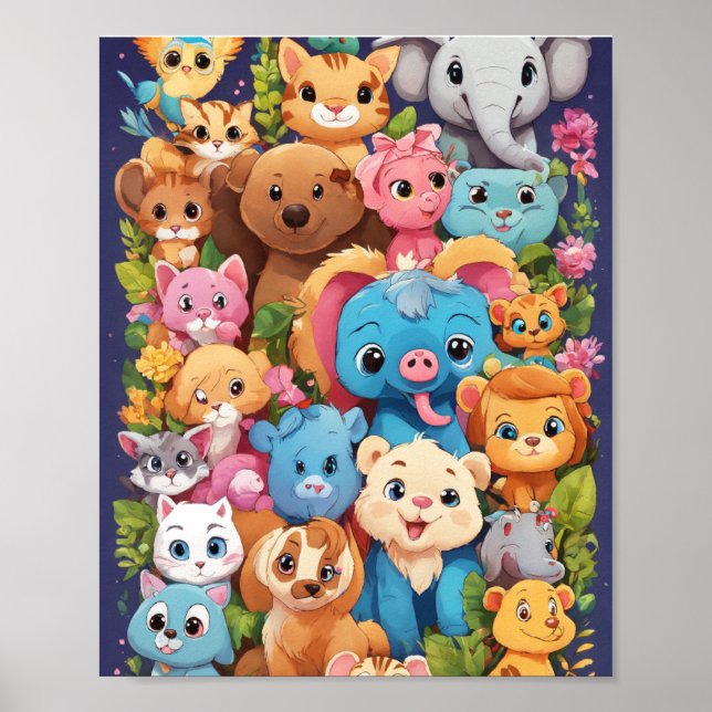 Poster beaucoup de dessins animaliers (Devant)