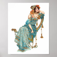 Beauté Art Nouveau exotique en Robes Turquoises