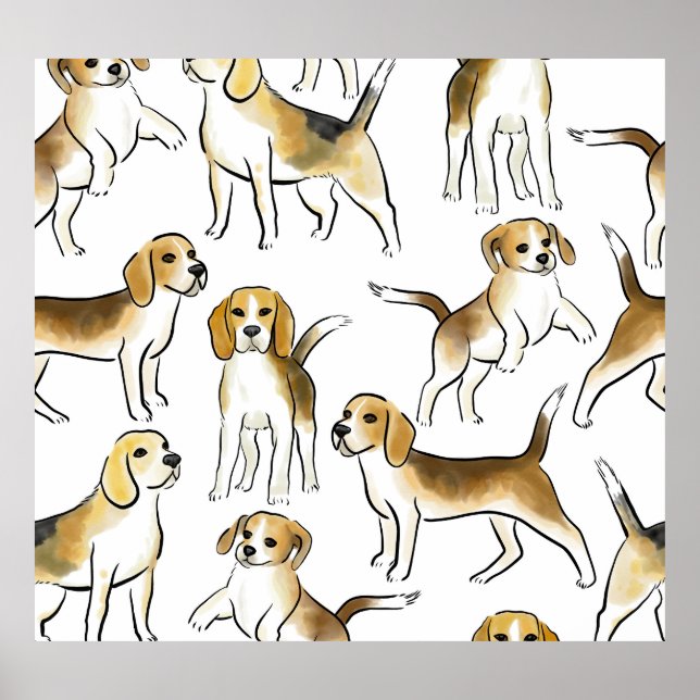 Poster Beauté beagle : Motif de chien aquarelle (Devant)