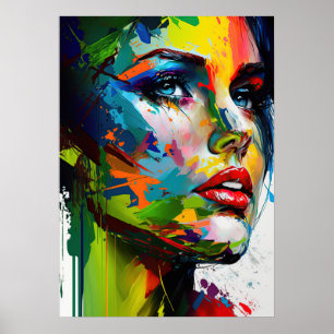 Poster Beauté brillante Moderne Peint Stylish Femme Visag
