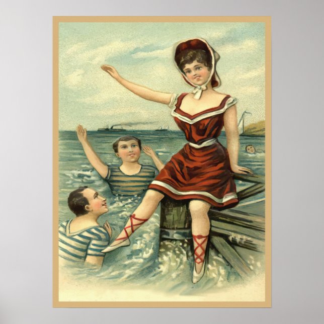 Poster Beauté de bain 1908 Carte postale (Devant)