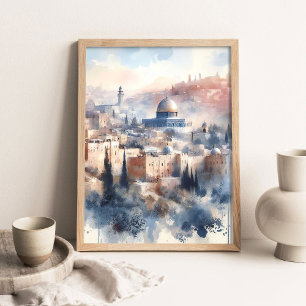 Poster Beauté de Jérusalem Peinture, Aquarelle Chrétien