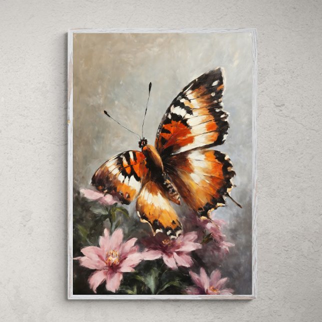 Poster Beauté débordante : Papillon sur une peinture à fl (Créateur téléchargé)