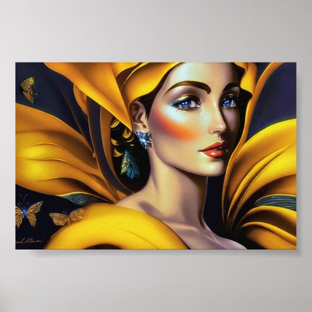 Poster Beauté dorée et mode Modèle 1 - Art IA (Devant)