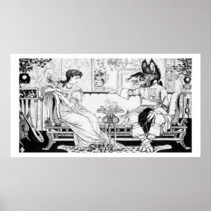 Poster Beauté et la bête, 1874 (litho) (photo de b/w)