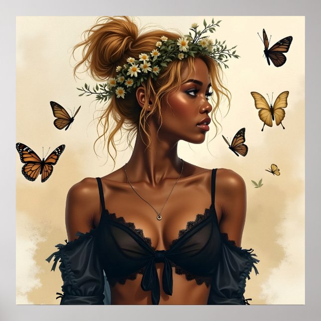 Poster Beauté Éthérée en Fleur (Devant)