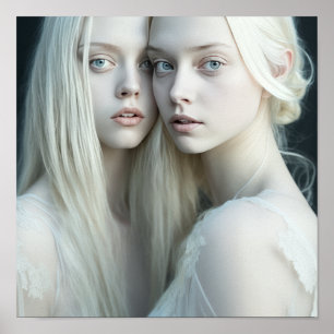 Poster Beauté Ethérée : Paire de Haired Blanc dans l'éton