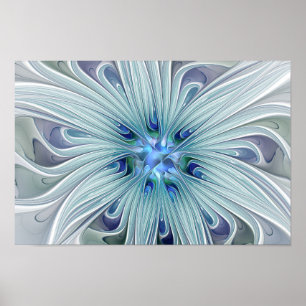 Poster Beauté florale Abstraite moderne Blue Pastel Flowe