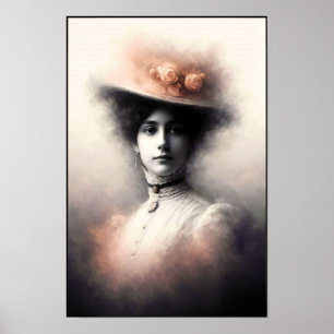 Poster Beauté Gracieuse Dans la Brume Vintage