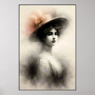 Poster Beauté Gracieuse Dans la Brume Vintage