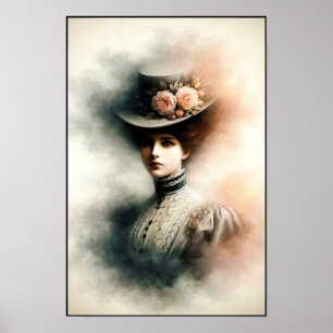 Poster Beauté gracieuse dans la brume vintage