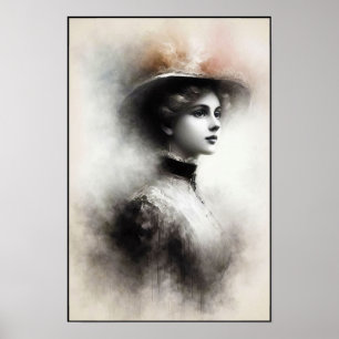 Poster Beauté gracieuse dans la brume vintage