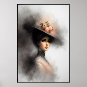 Poster Beauté Gracieuse Dans la Brume Vintage