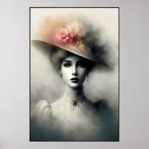 Poster Beauté Gracieuse Dans une Brume Vintage