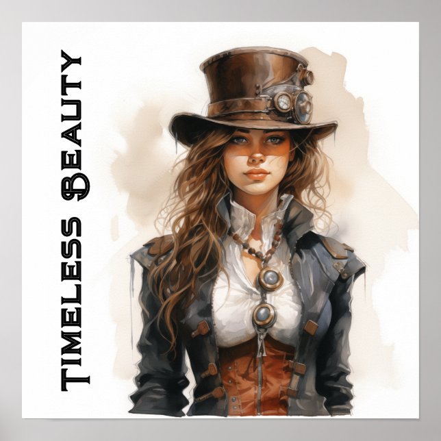 Poster Beauté intemporelle Steampunk Jeune femme (Devant)
